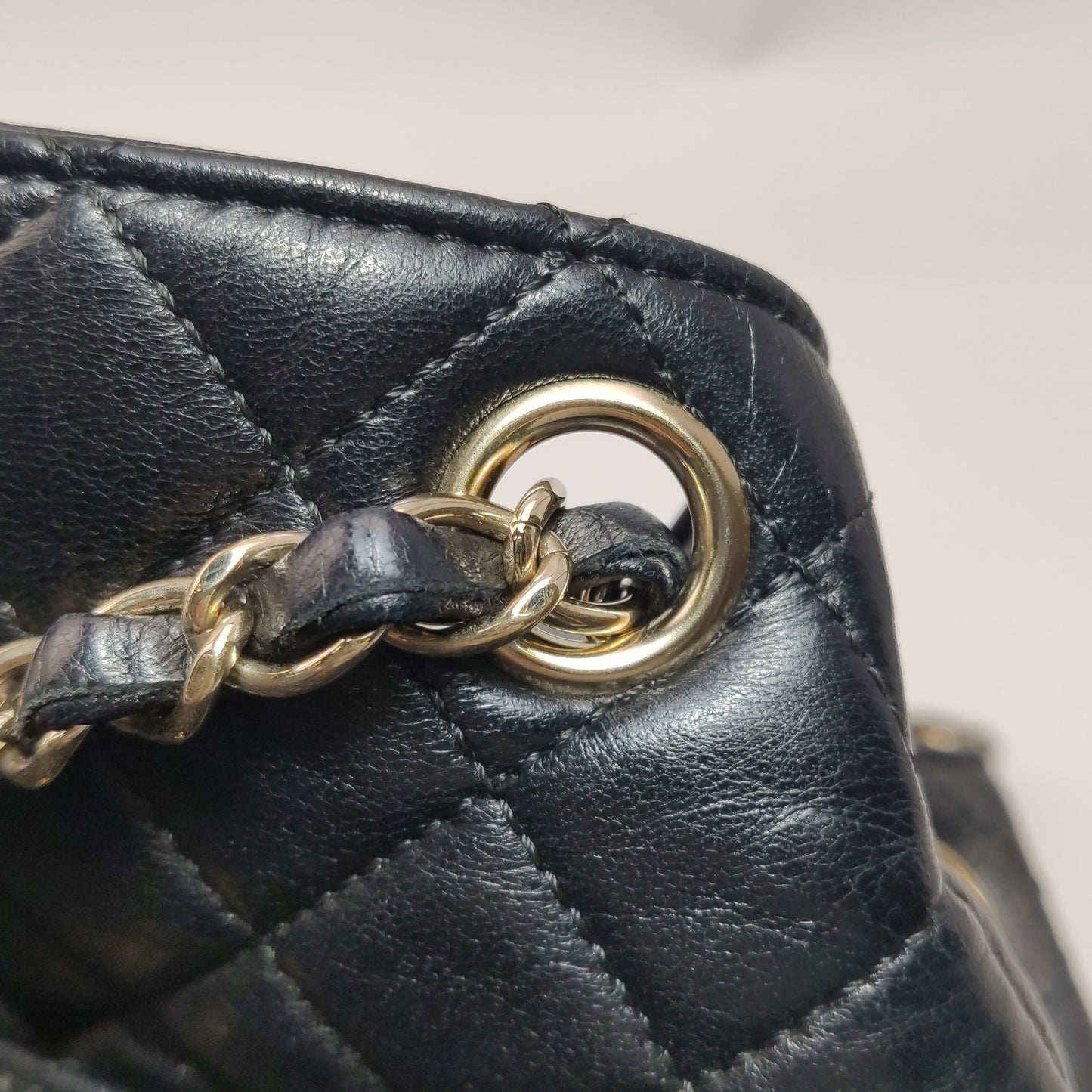 CHANEL LAMBSKIN QUILTED DRAWSTRING BAG