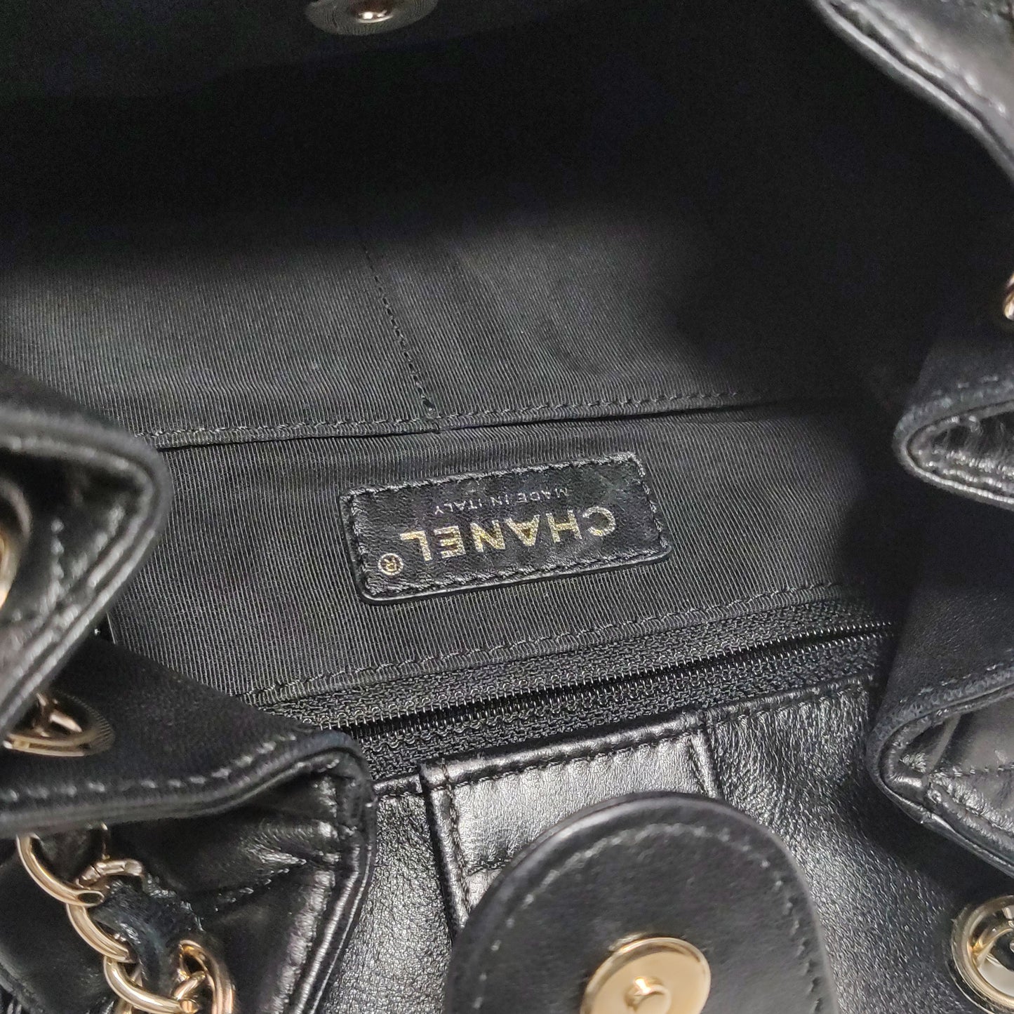 CHANEL LAMBSKIN QUILTED DRAWSTRING BAG
