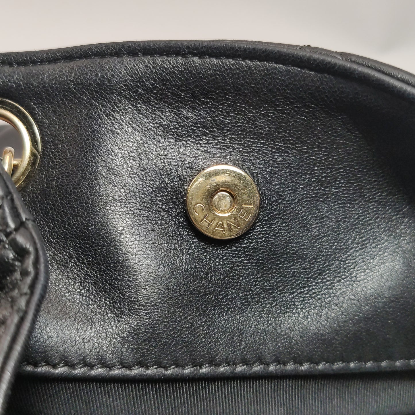 CHANEL LAMBSKIN QUILTED DRAWSTRING BAG
