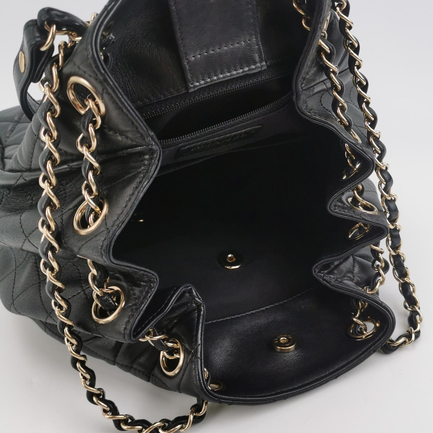 CHANEL LAMBSKIN QUILTED DRAWSTRING BAG