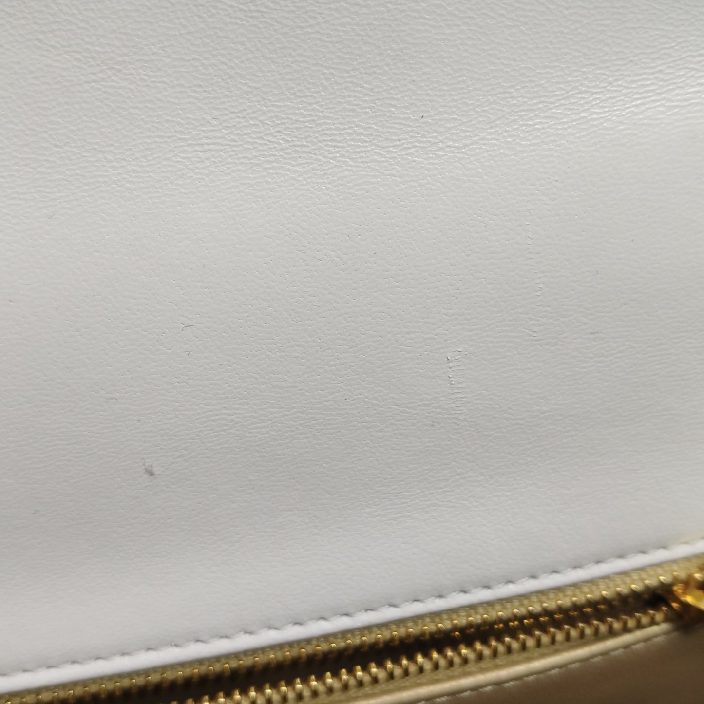 CHANEL WHITE QUILTED LAMBSKIN LEATHER CC CHAIN TOP HANDLE FLAP BAG