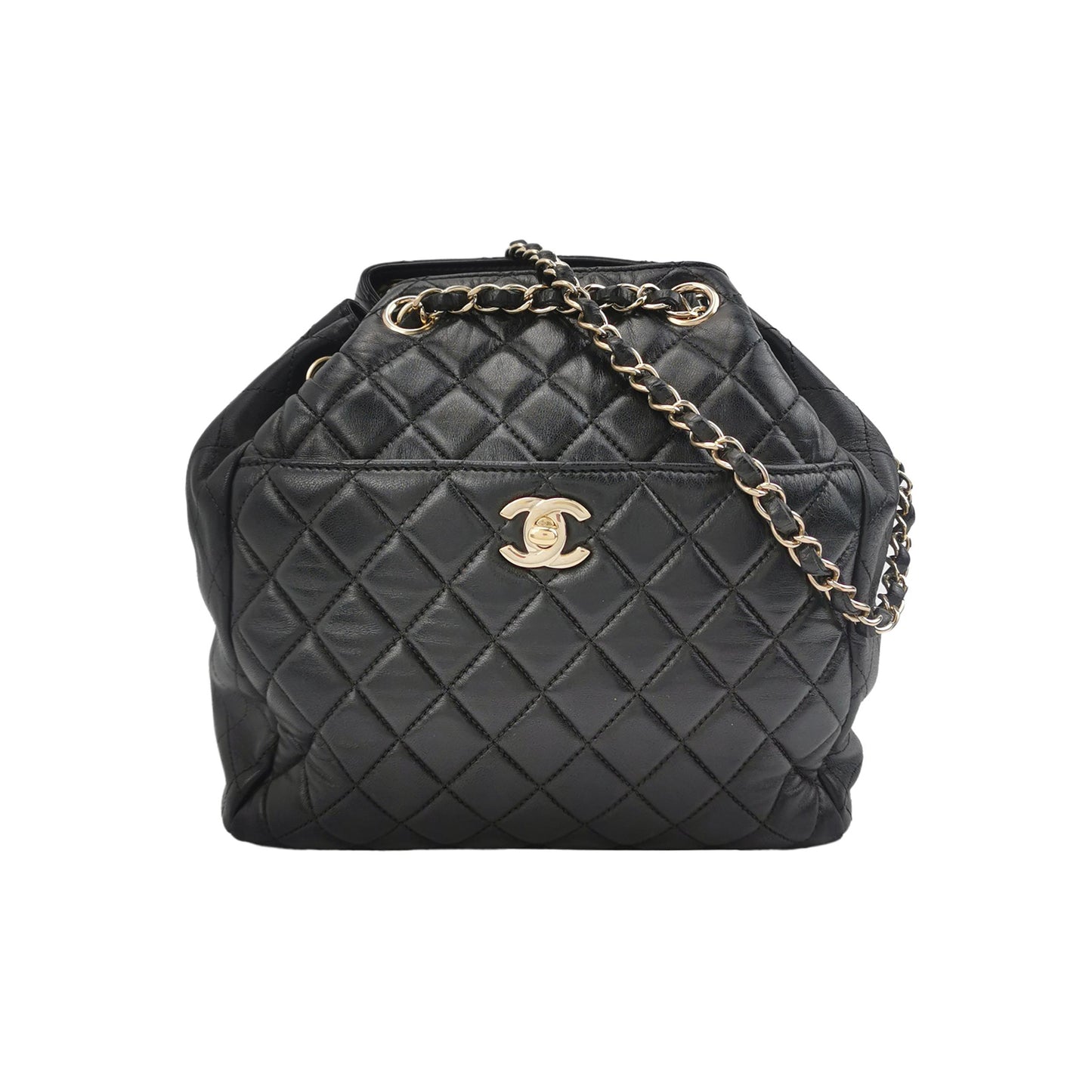 CHANEL LAMBSKIN QUILTED DRAWSTRING BAG