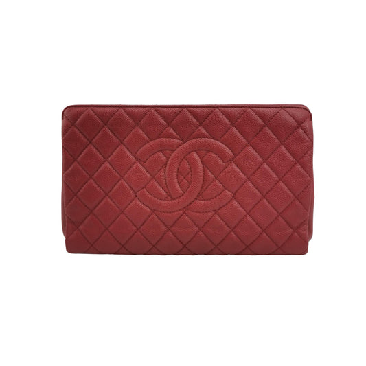 CHANEL QUILTED CAVIAR CC TIMELESS FRAME CLUTCH